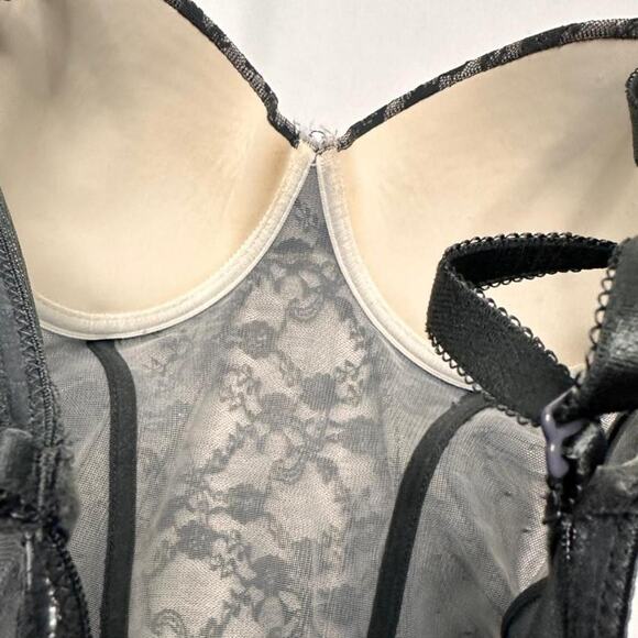 Blush Y2K Vintage Sheer Polka Do Lace Trim Corset Lingerie Top Size Medium - Picture 6 of 6